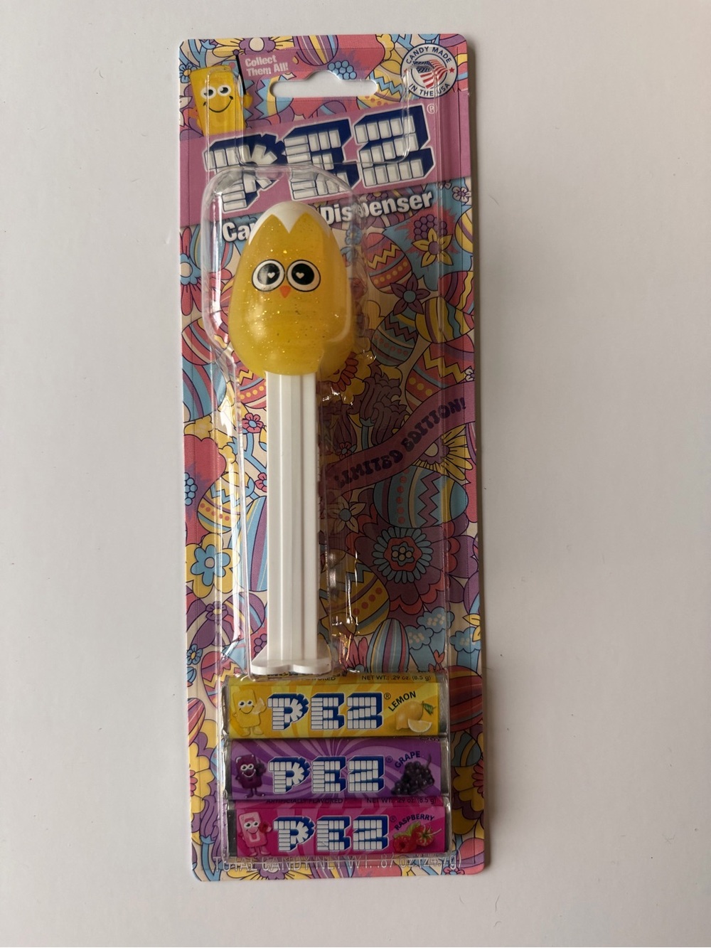PEZ Limited Edition Yellow Chick Egg Head Candy Dispenser - New